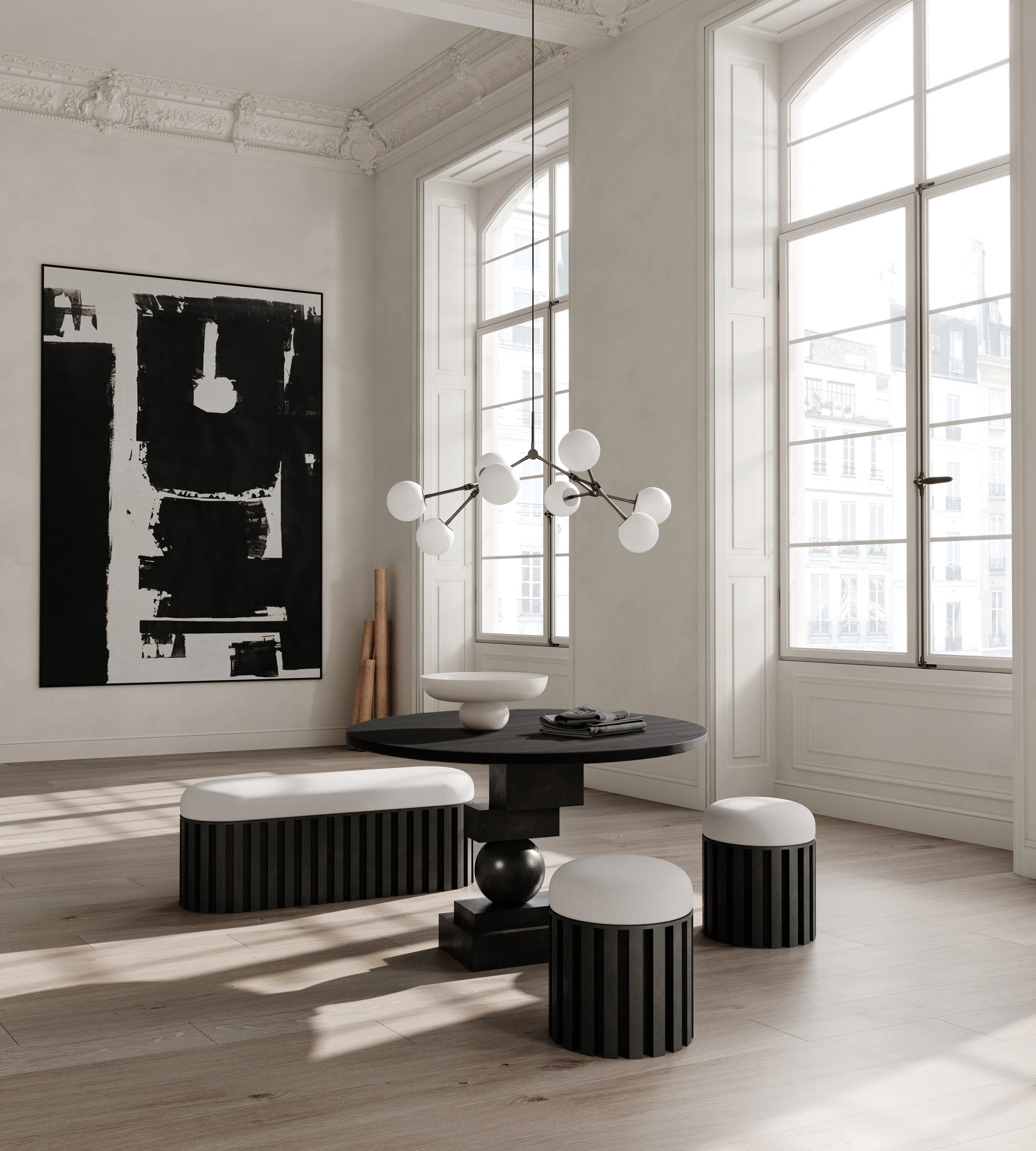 Artist Dining Table, Ø120 - Coffee Black Oak - Image 3