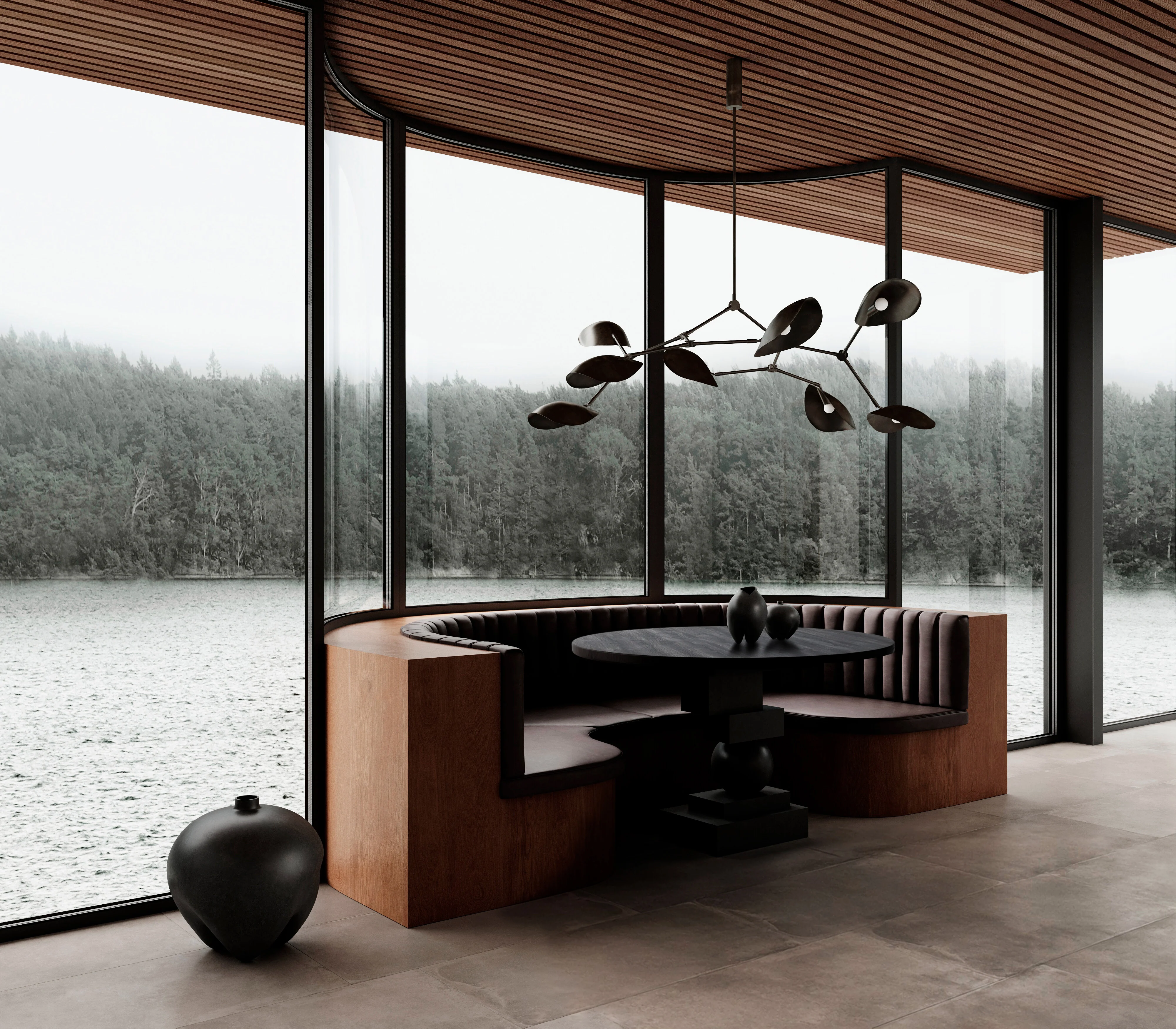 Artist Dining Table, Ø120 - Coffee Black Oak - Image 4