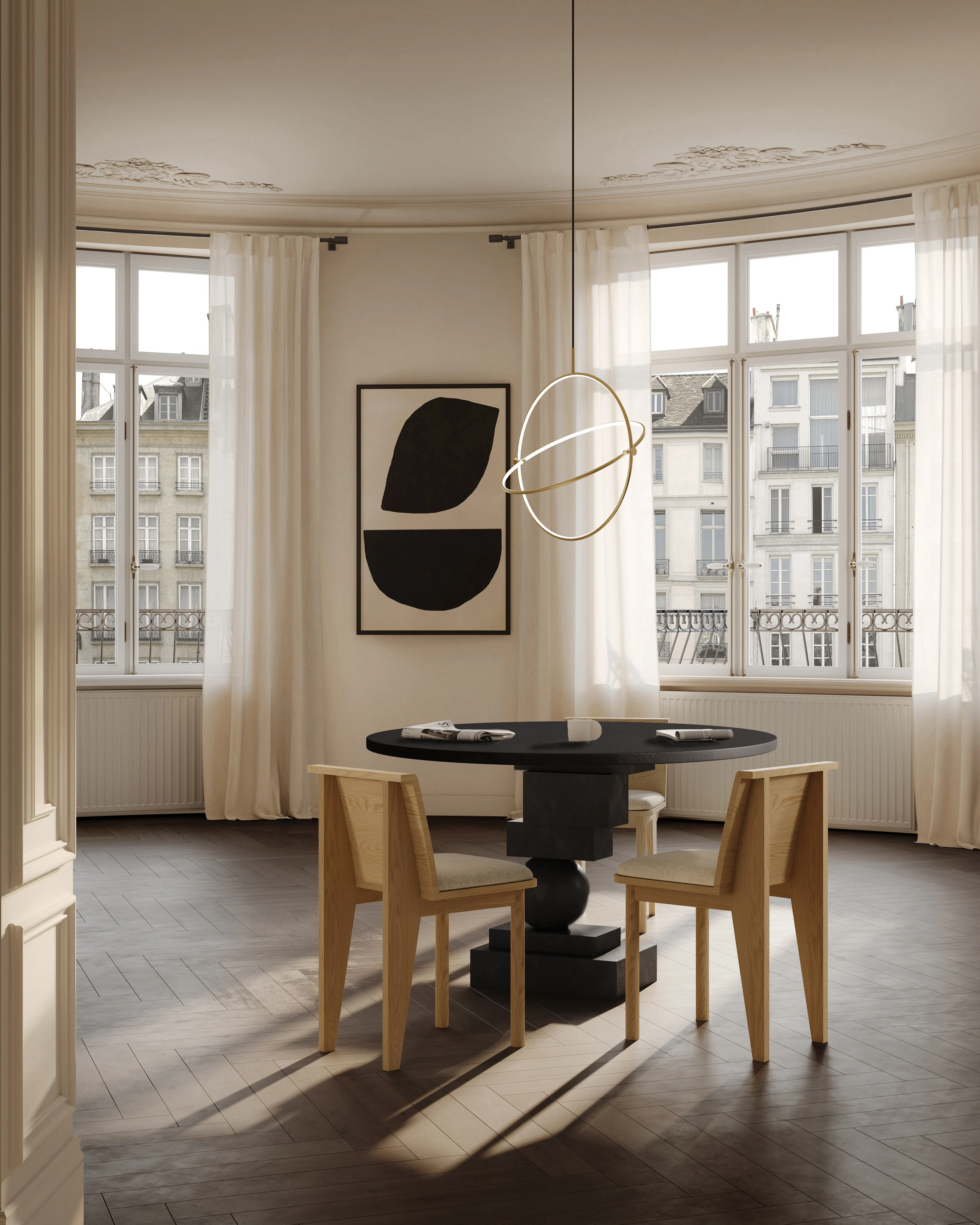 Artist Dining Table, Ø120 - Coffee Black Oak - Image 5