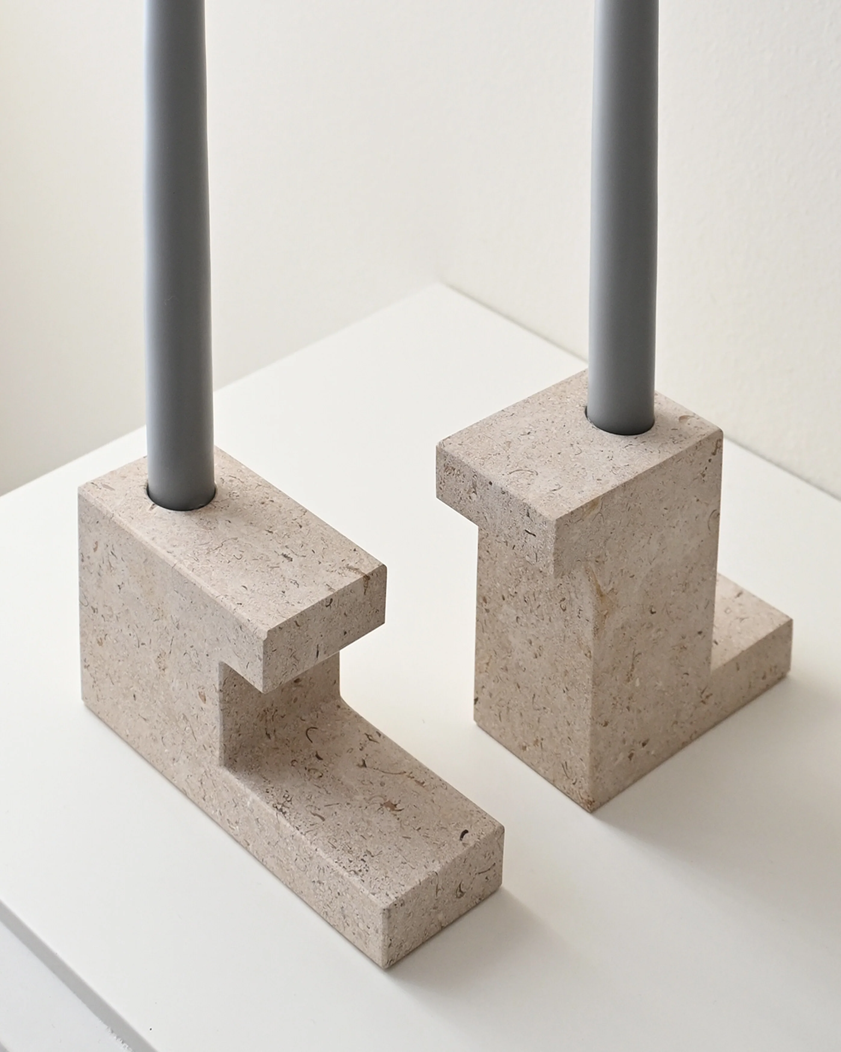 Brick Candle Holder, Low - Limestone - Image 7