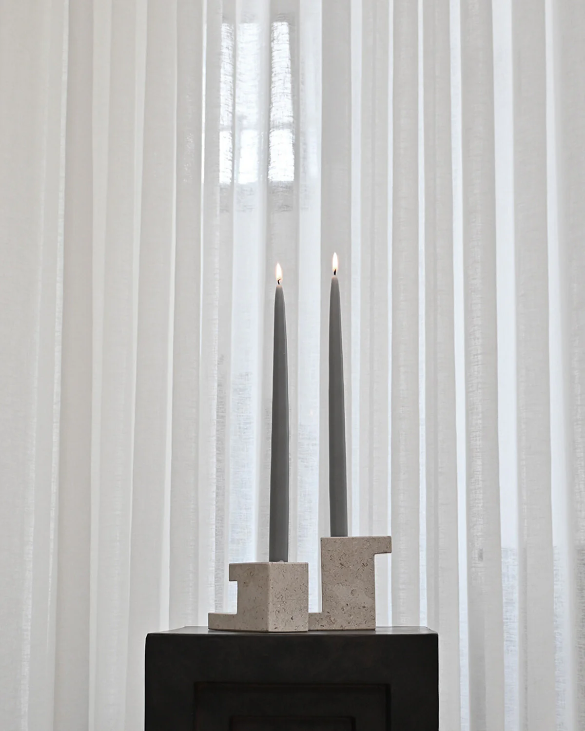 Brick Candle Holder, Tall - Limestone - Image 4