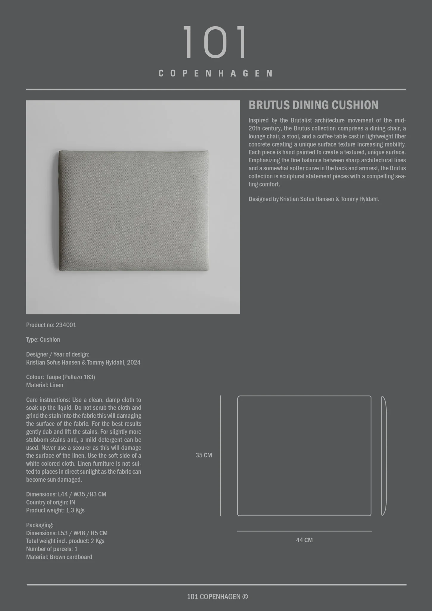 Brutus Dining Cushion - Taupe (Pallazo 163) - Image 4