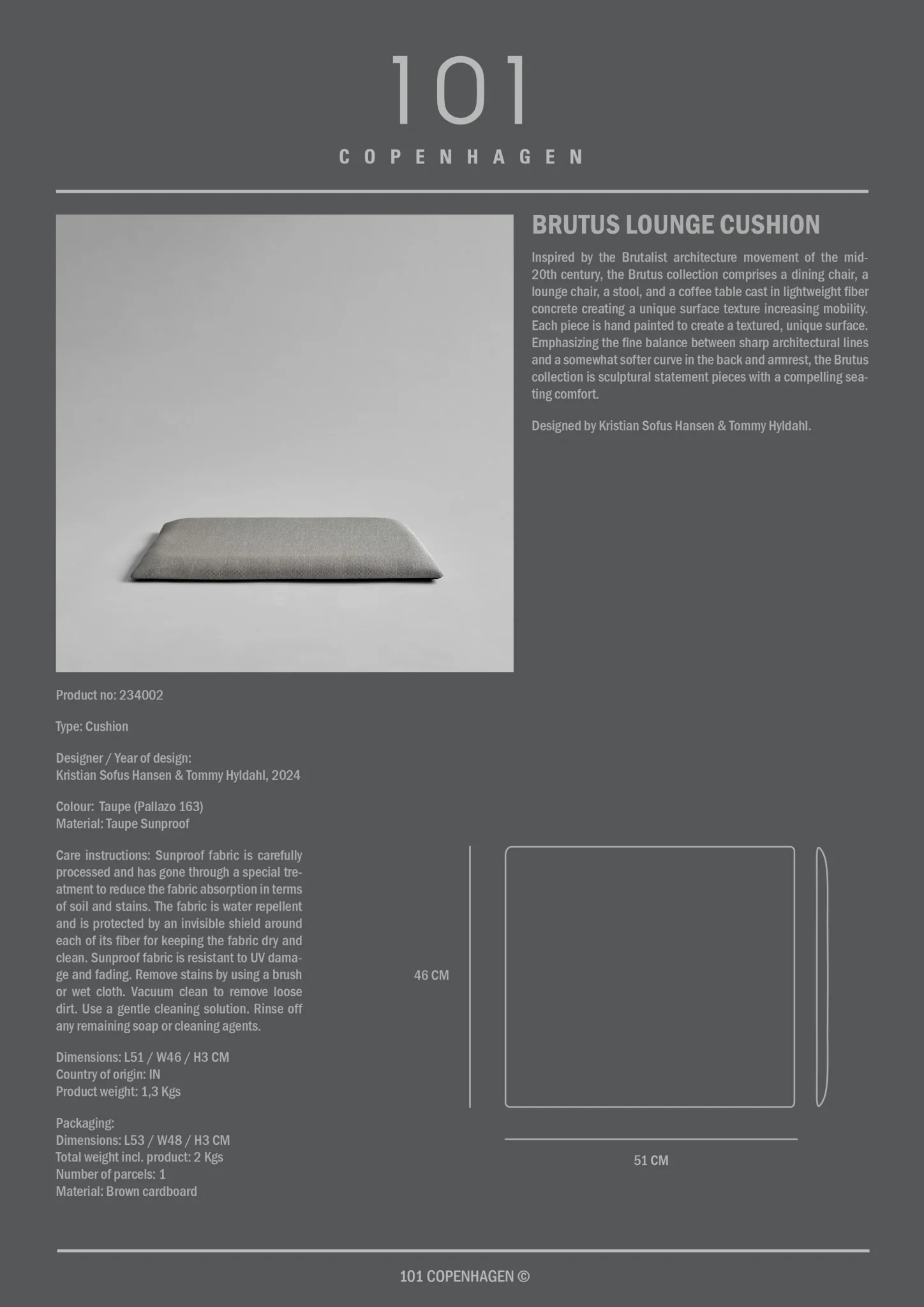 Brutus Lounge Cushion - Taupe - Image 3