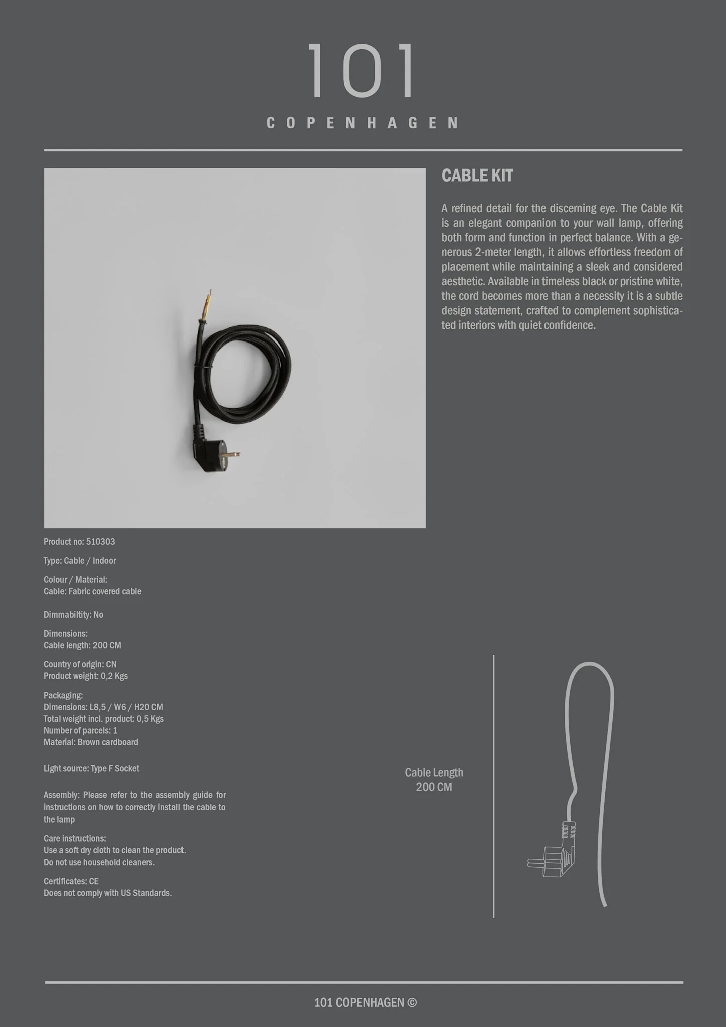 Cable Kit - Black Cord (2m) - Image 3