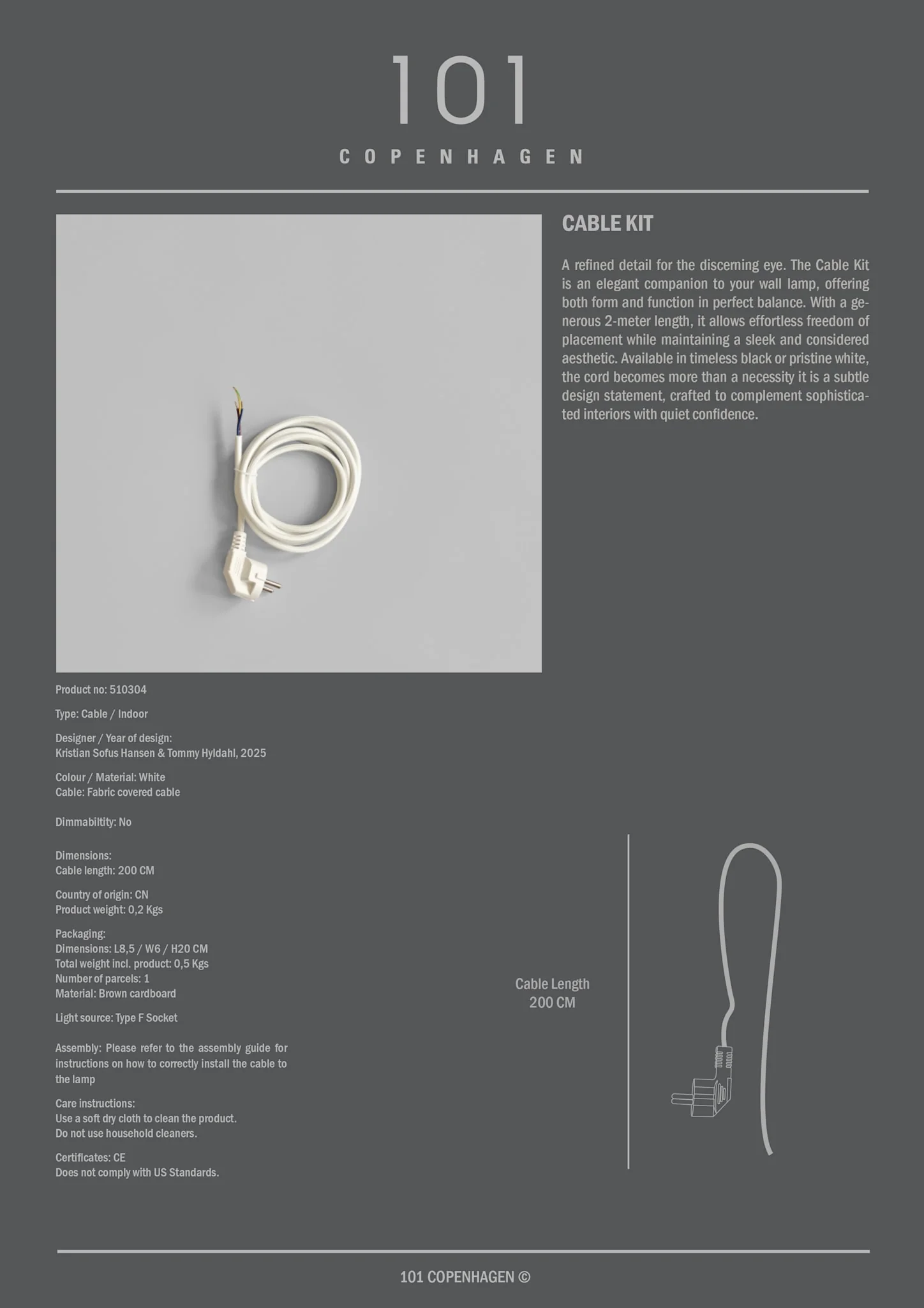 Cable Kit - White Cord (2m) - Image 3