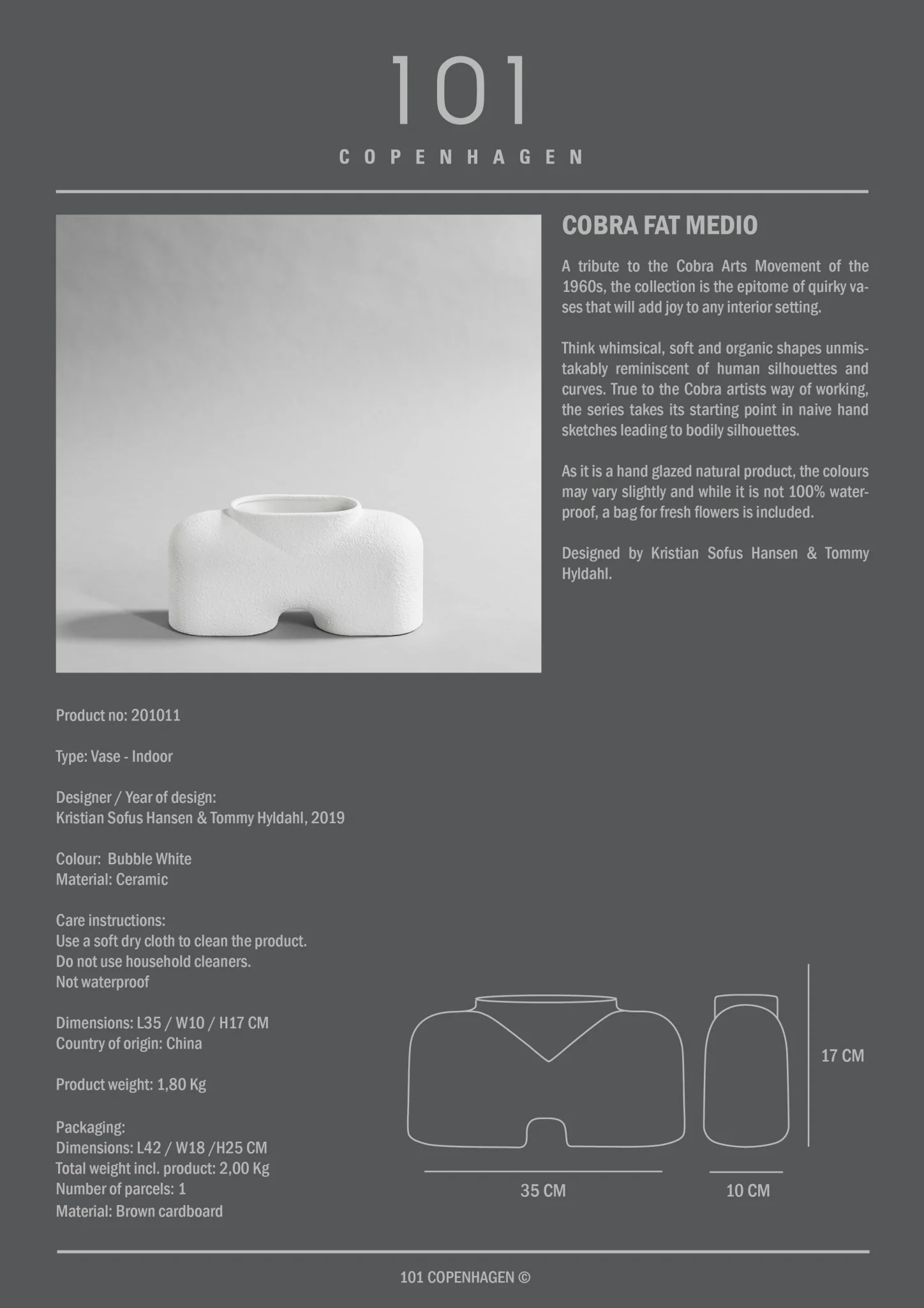 Cobra Vase Fat, Medio - Bubble White - Image 5