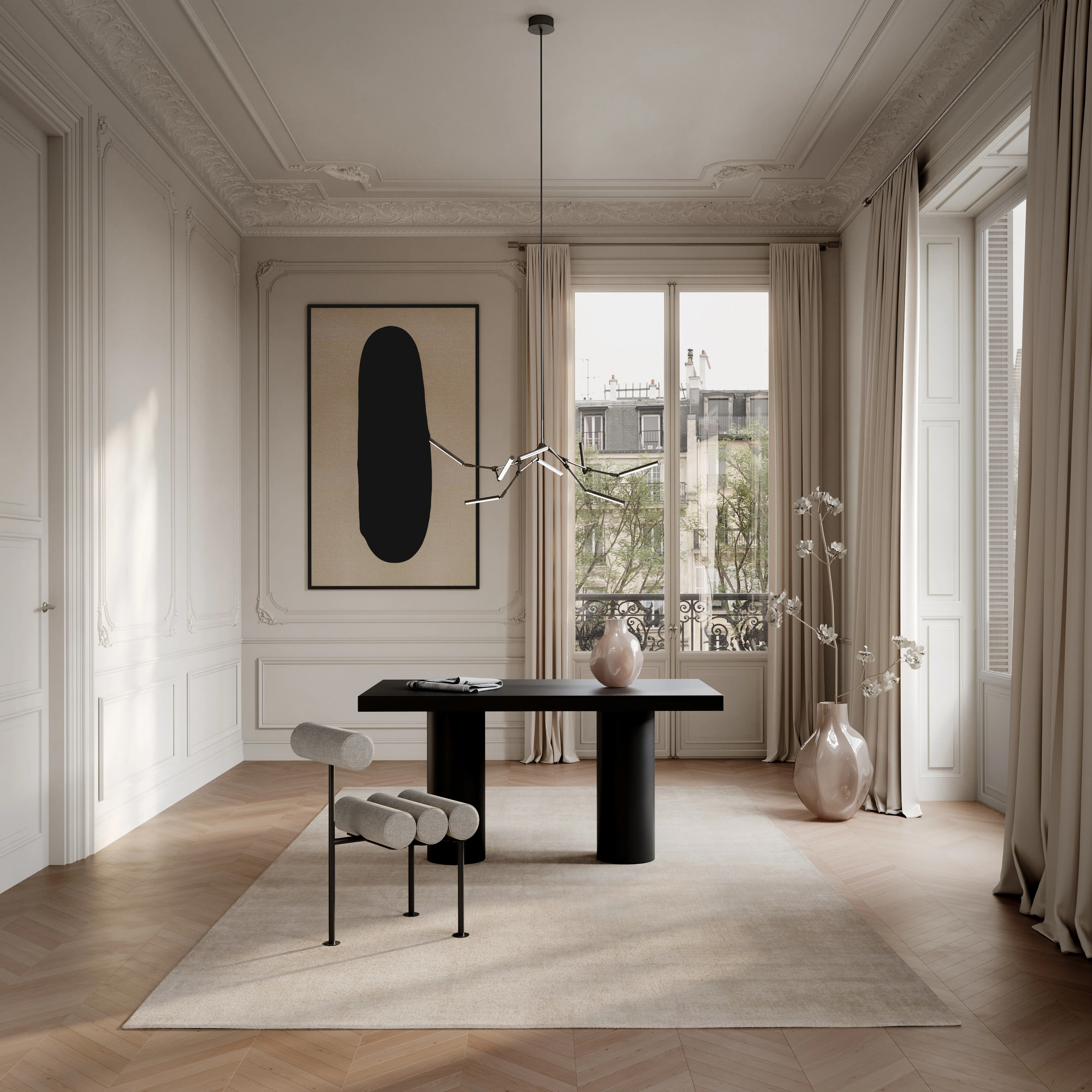 Hiro Dining Chair, Black Frame - Sand (8047-2) - Image 5