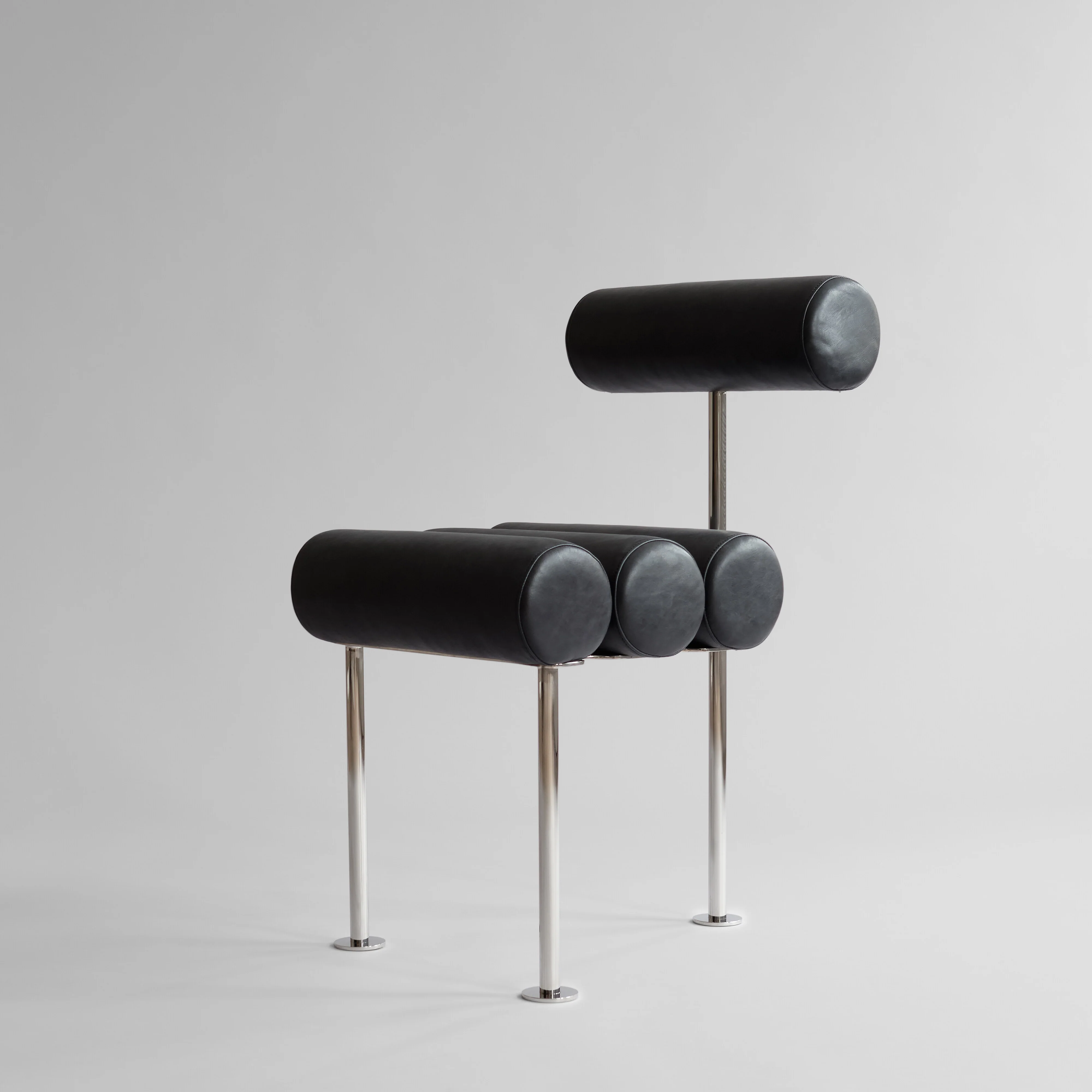 Hiro Dining Chair, Stainless Steel - Aniline Leather Black - Image 6