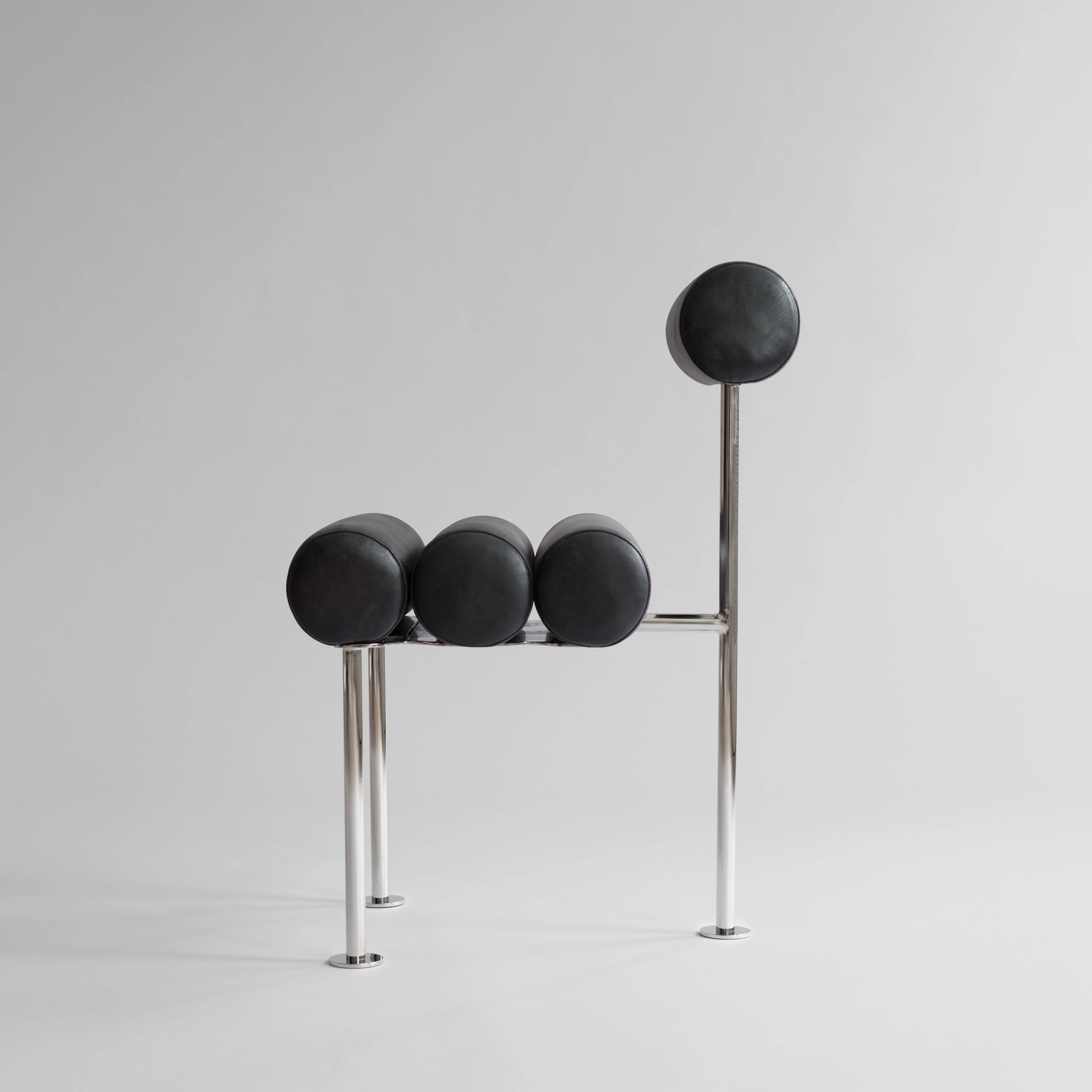 Hiro Dining Chair, Stainless Steel - Aniline Leather Black - Image 7