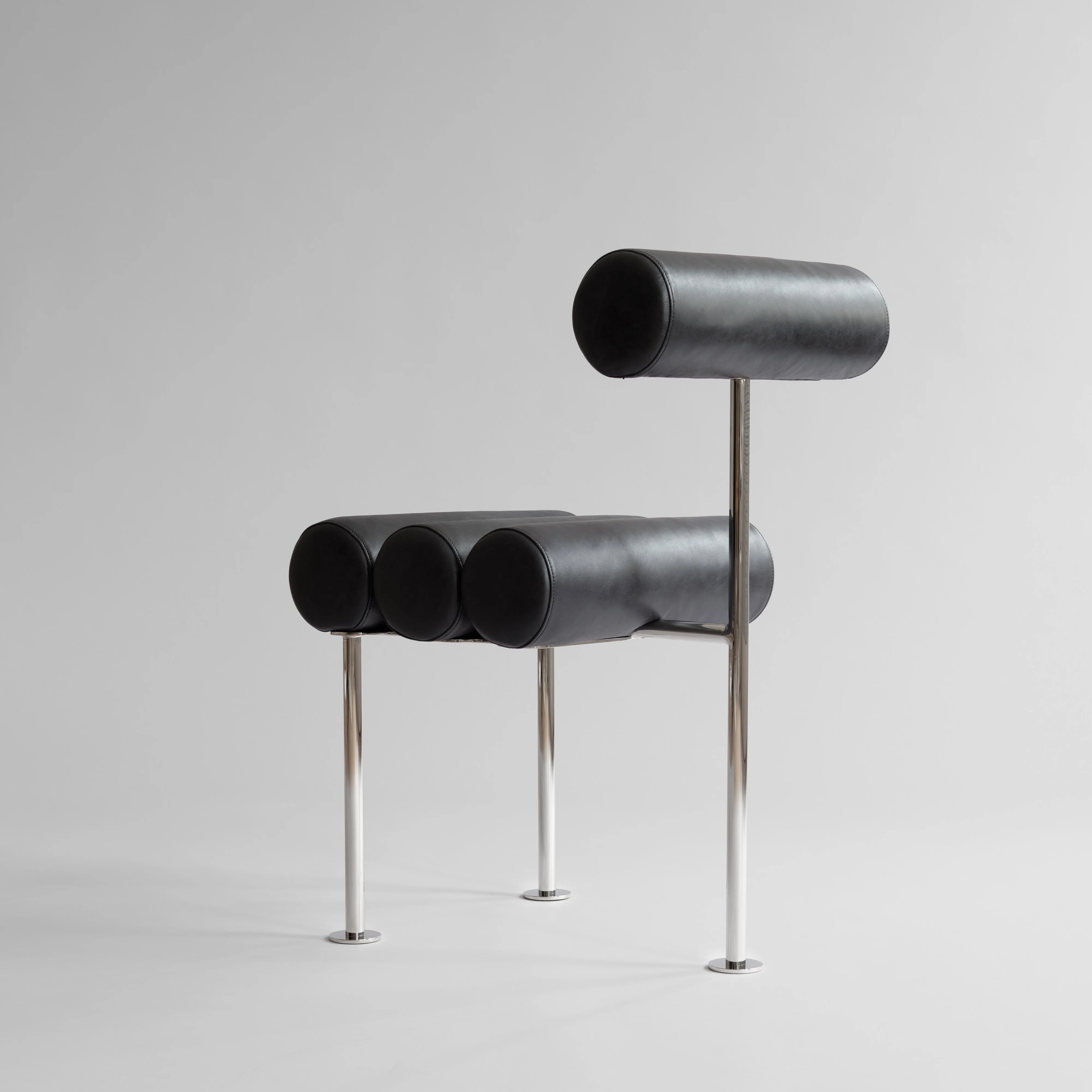 Hiro Dining Chair, Stainless Steel - Aniline Leather Black - Image 8