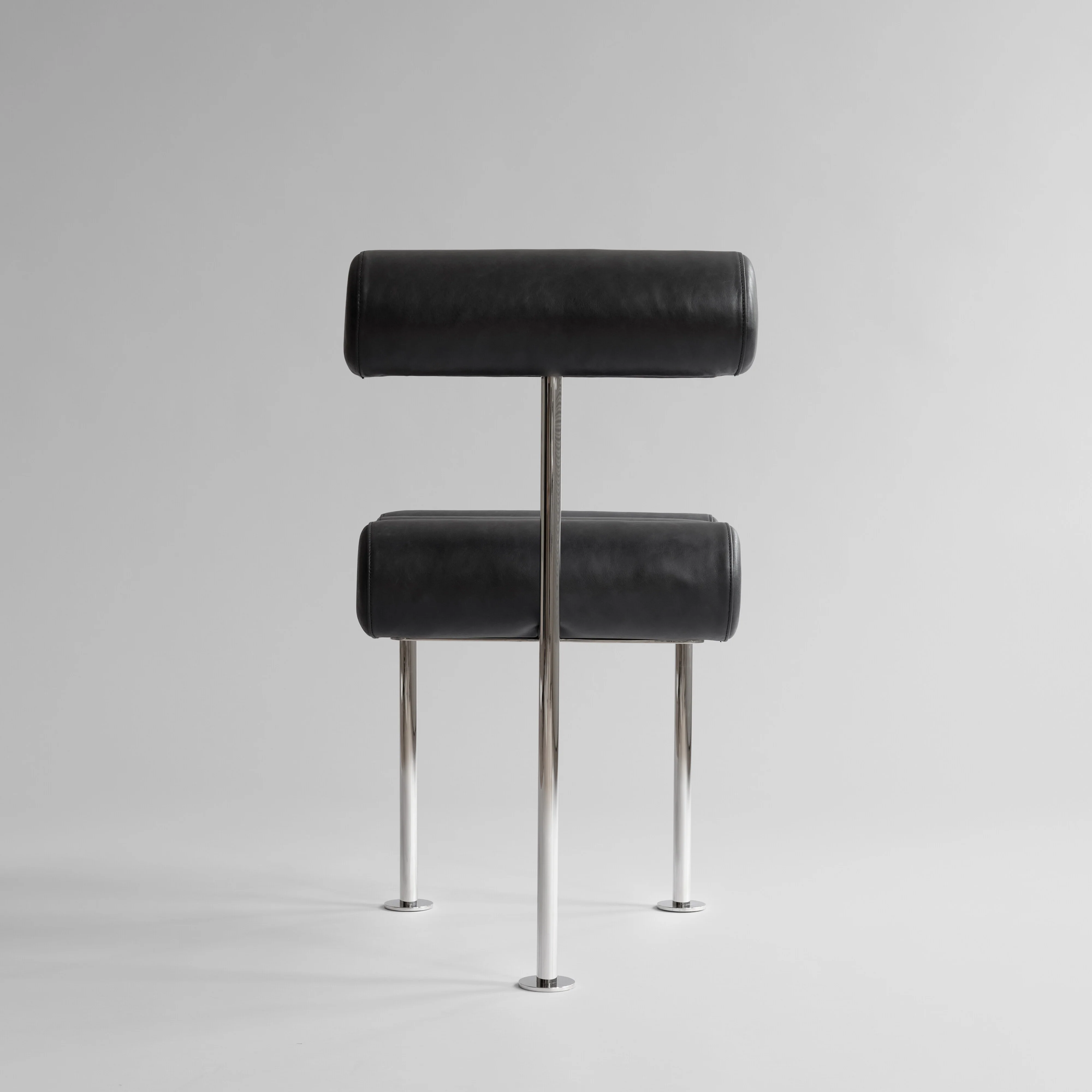 Hiro Dining Chair, Stainless Steel - Aniline Leather Black - Image 9