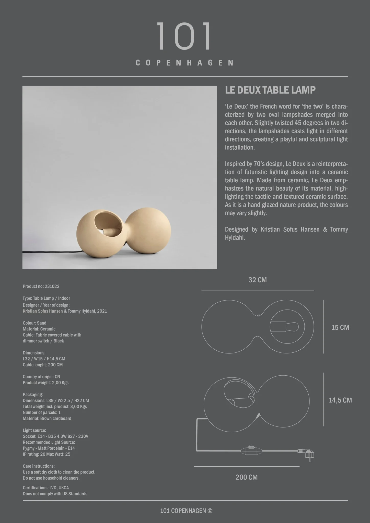 Le Deux Table Lamp - Sand - Image 10