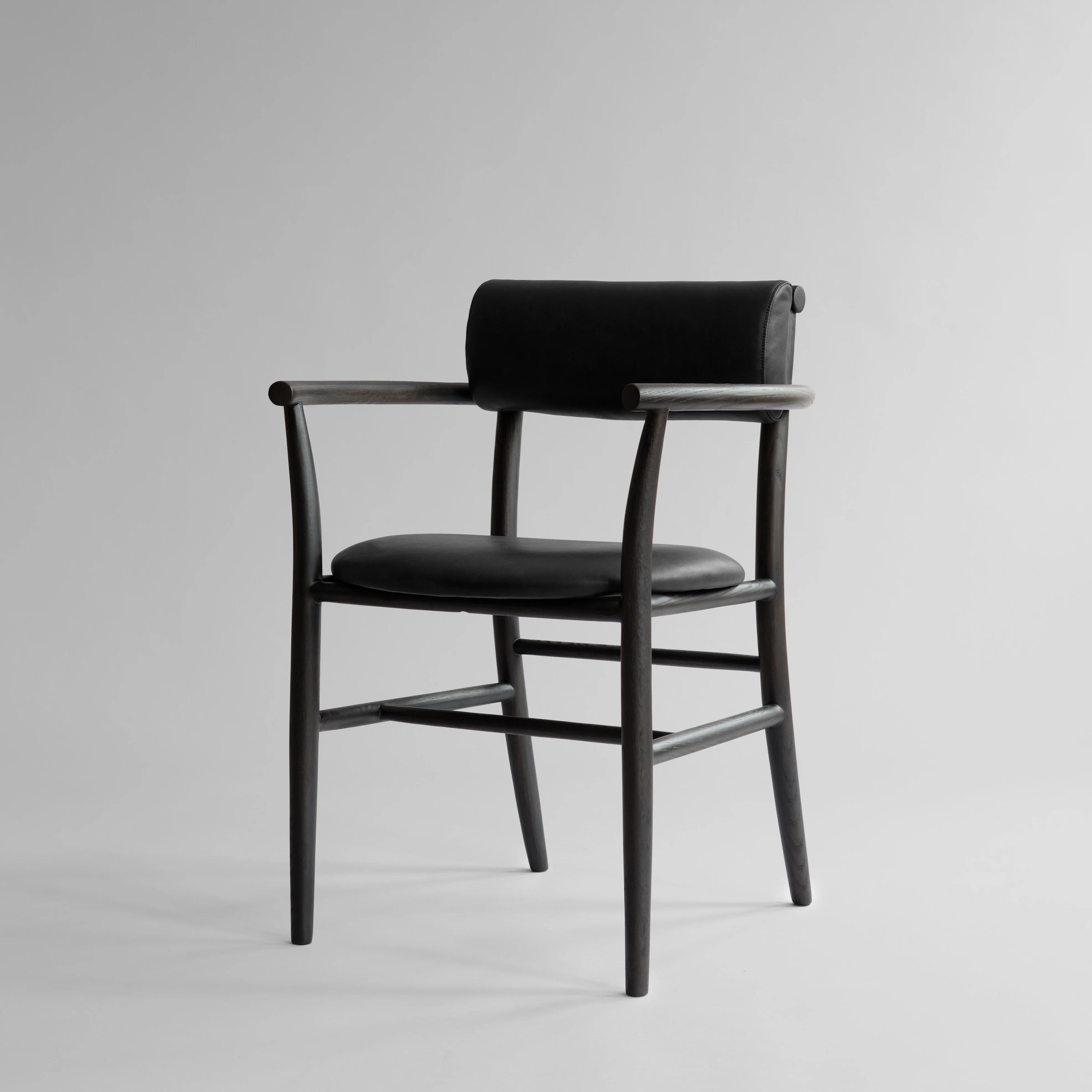 Nama Dining Chair, Armrest Coffee Black  - Aniline Leather - Image 3