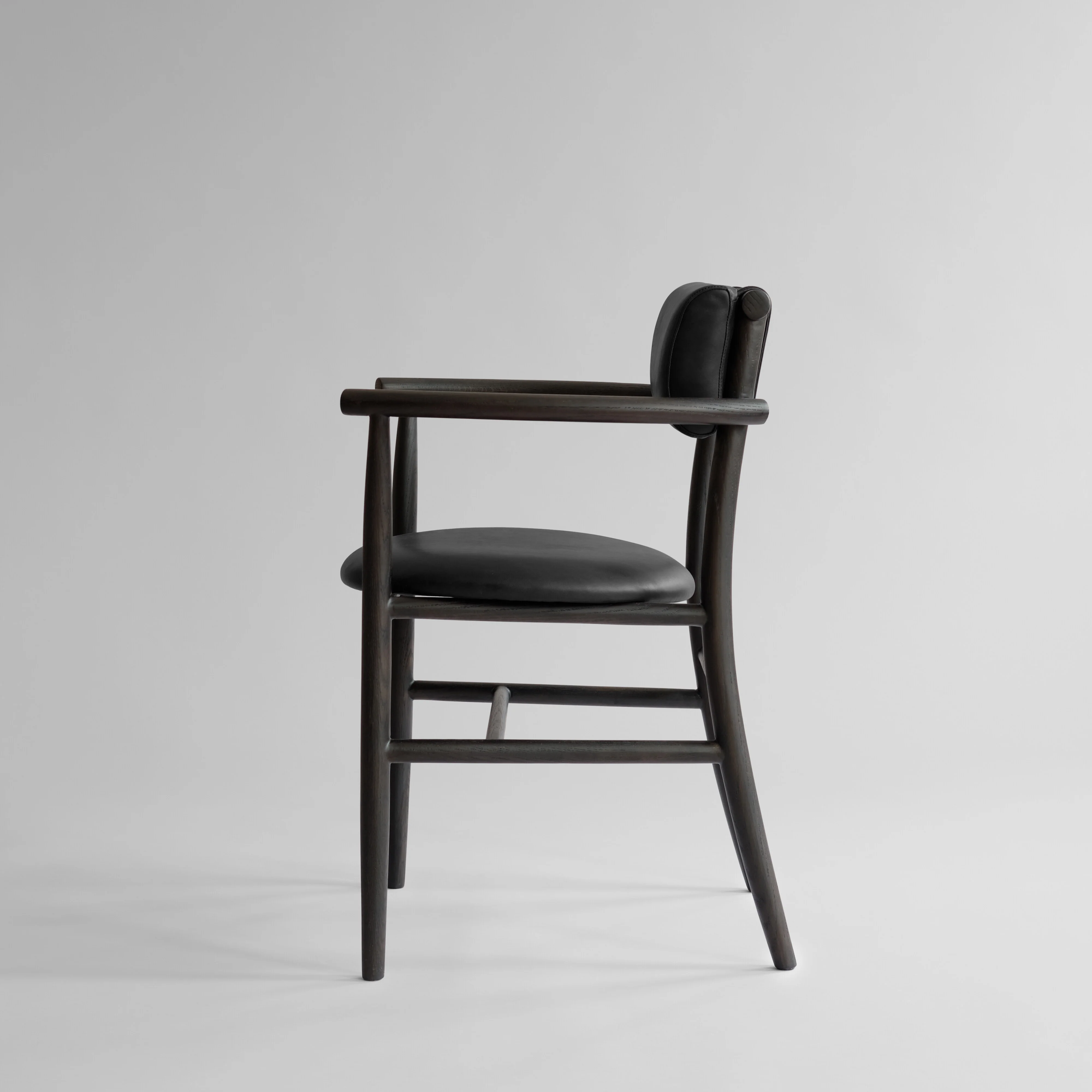 Nama Dining Chair, Armrest Coffee Black  - Aniline Leather - Image 4