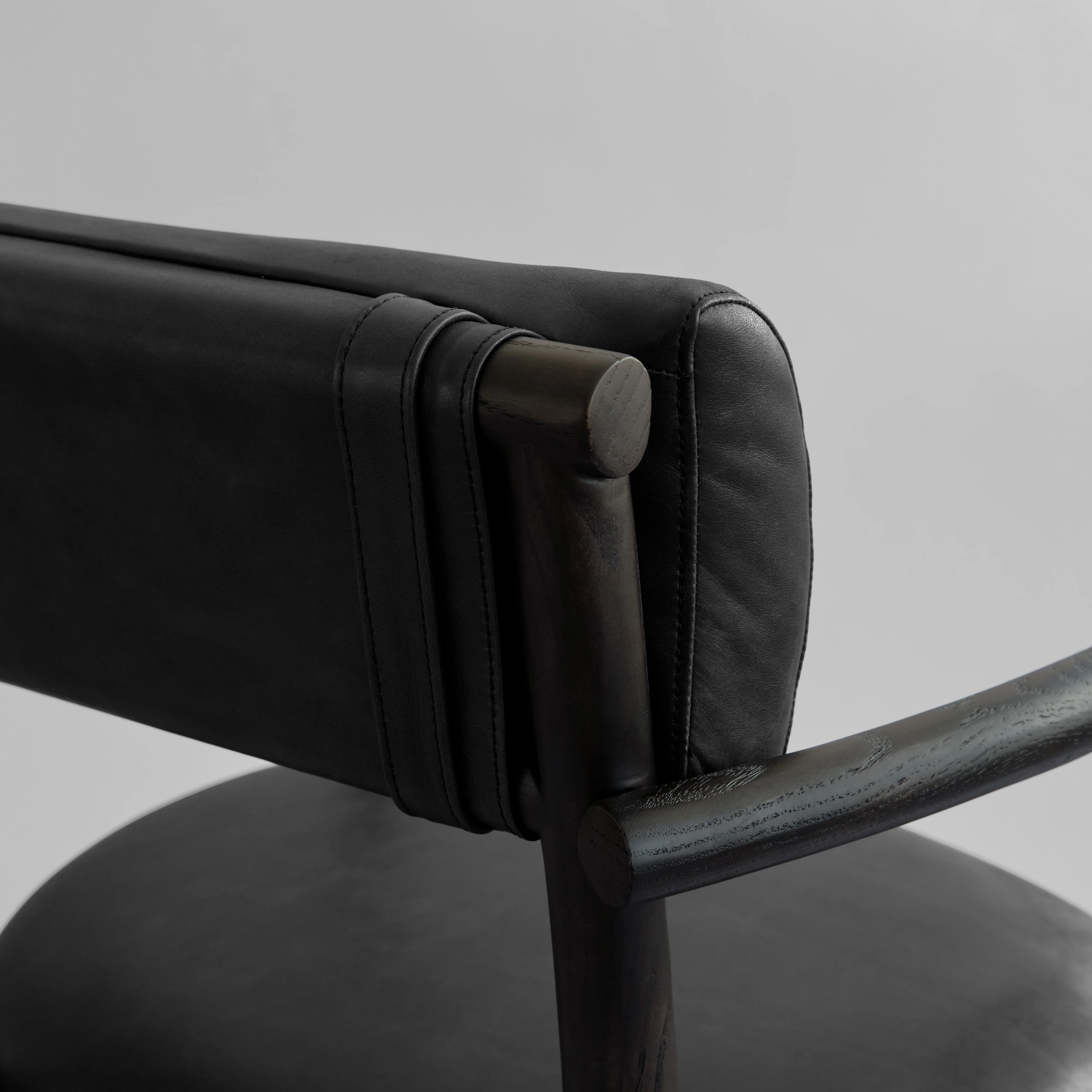 Nama Dining Chair, Armrest Coffee Black  - Aniline Leather - Image 7