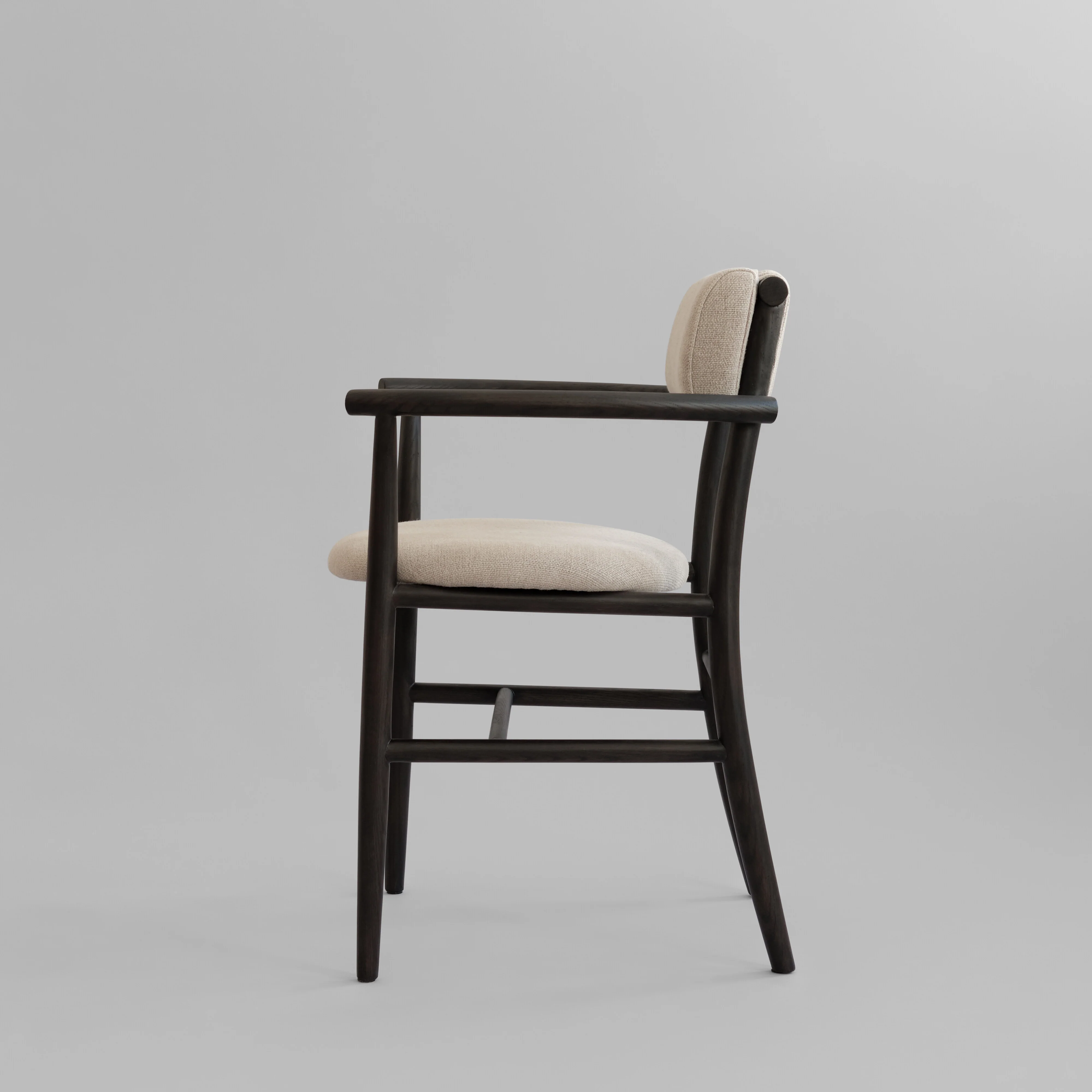 Nama Dining Chair, Armrest - Coffee Black, Linen - Image 4