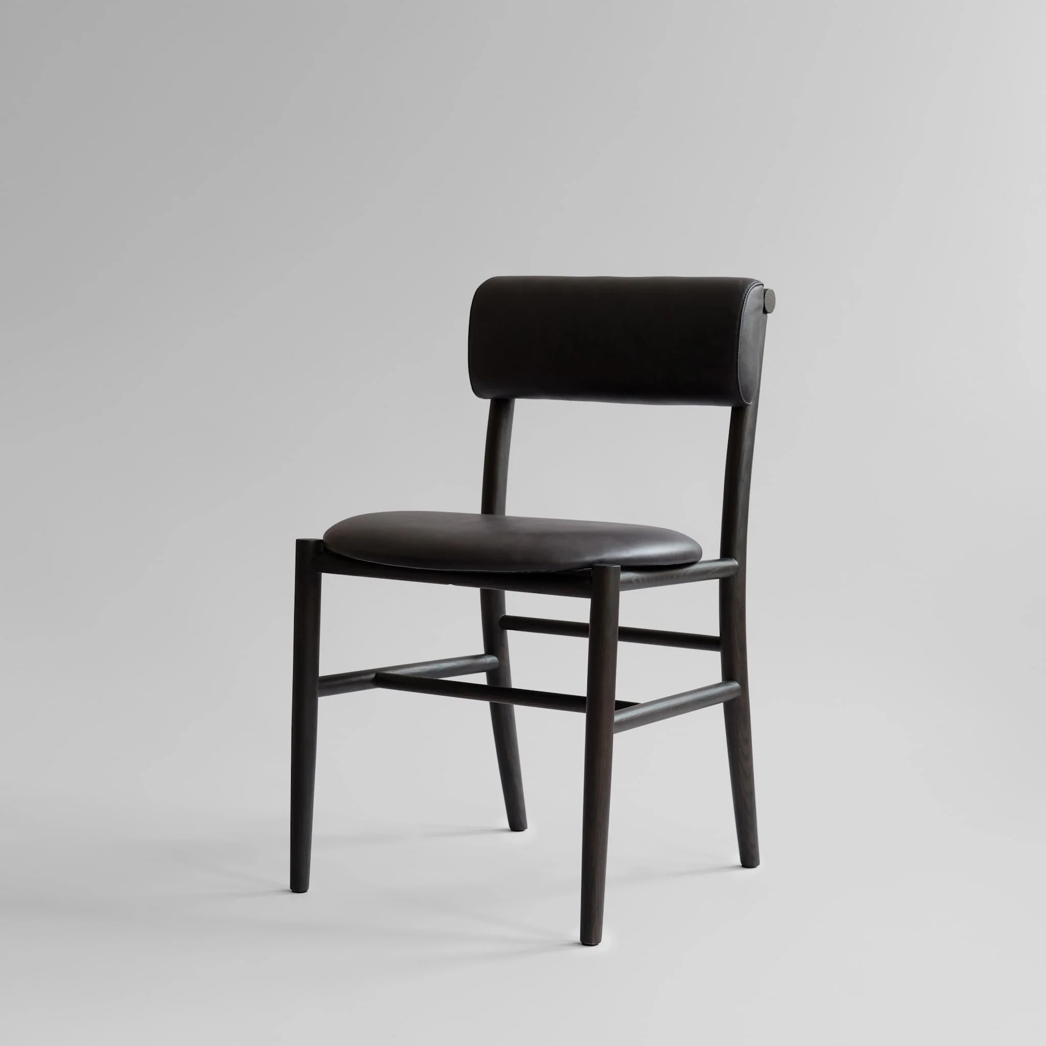 Nama Dining Chair - Coffee Black Oak, Aniline Leather Black - Image 5