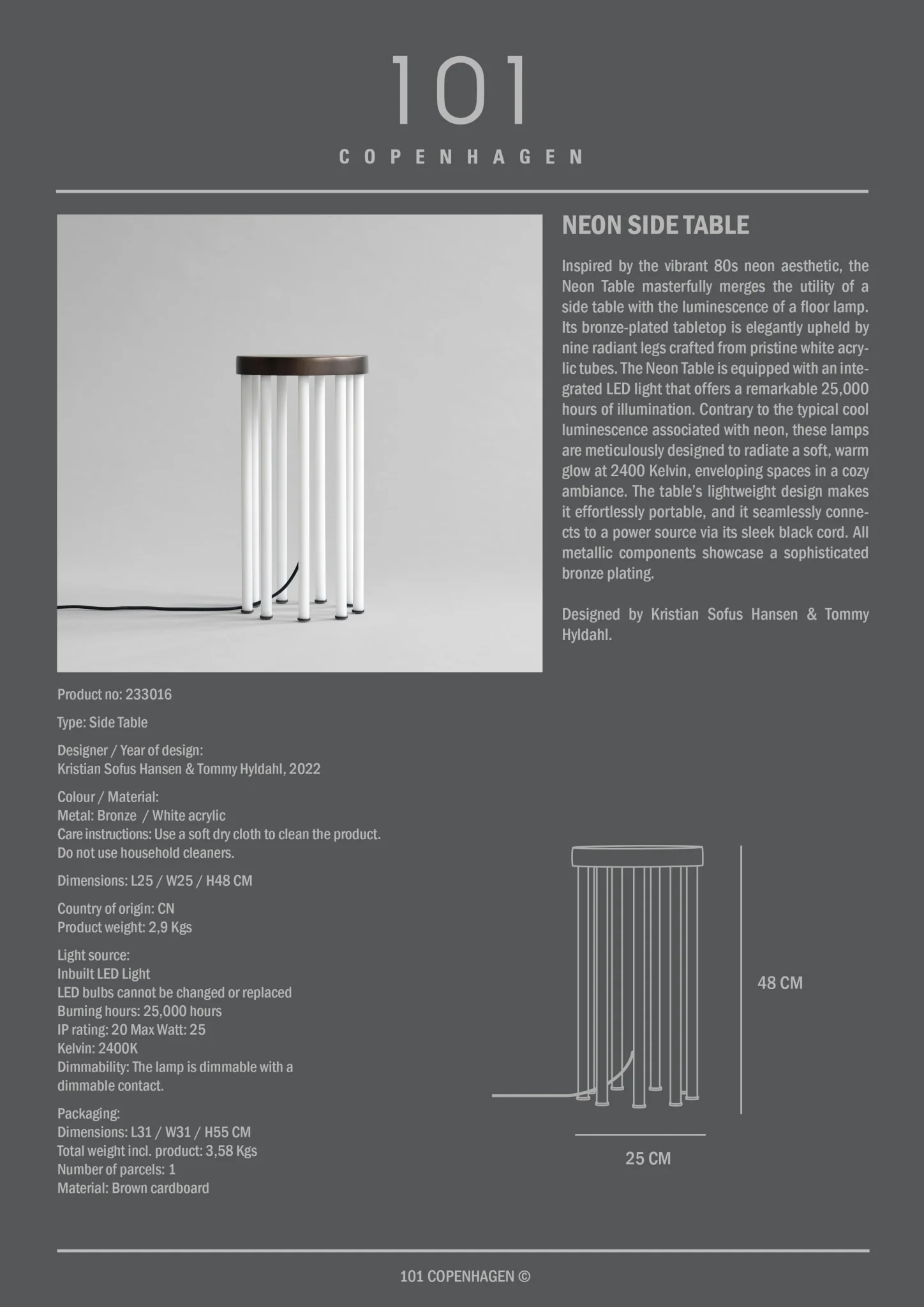 Neon Side Table, Bronze - Image 8
