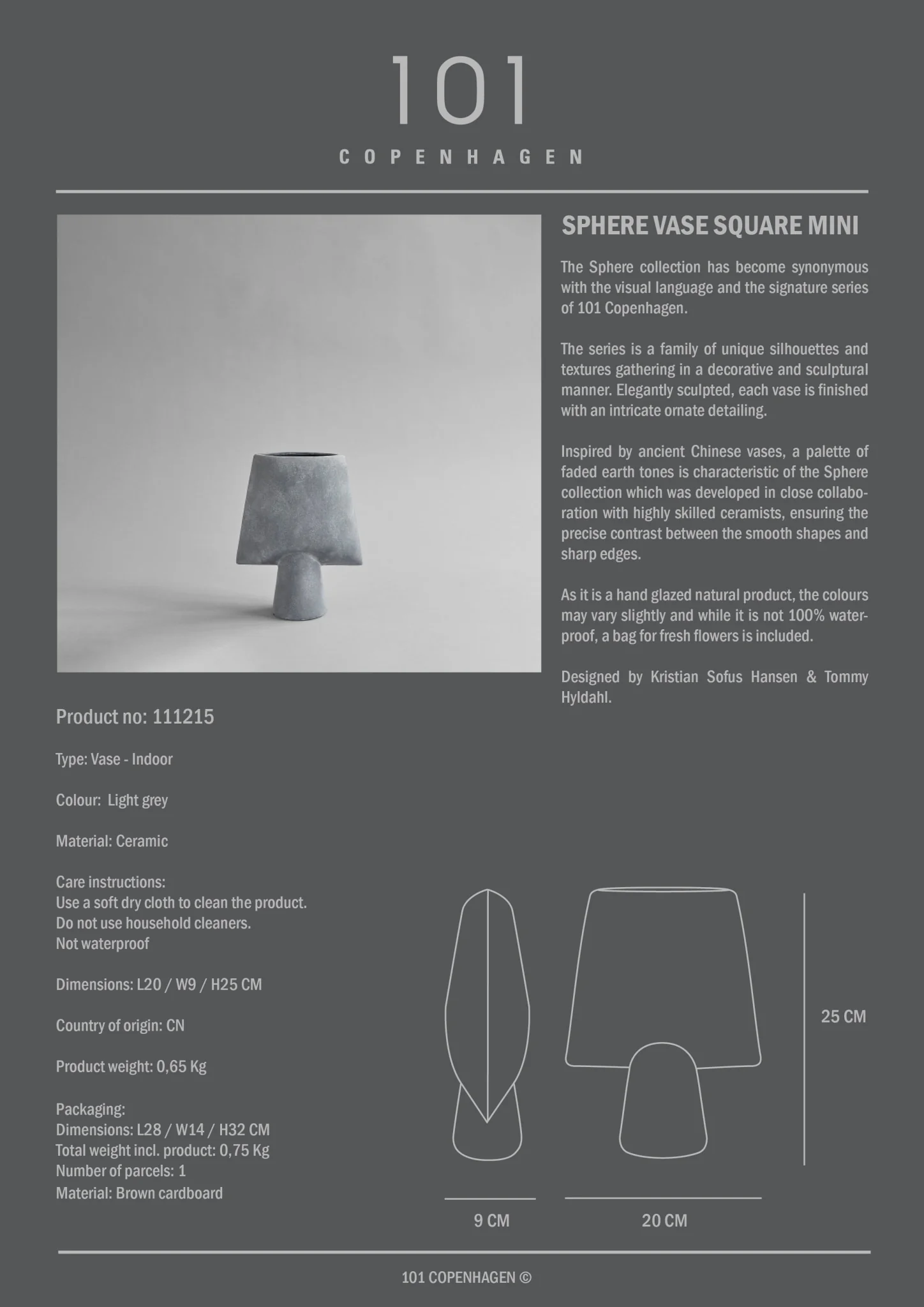 Sphere Vase Square, Mini - Light Grey - Image 7