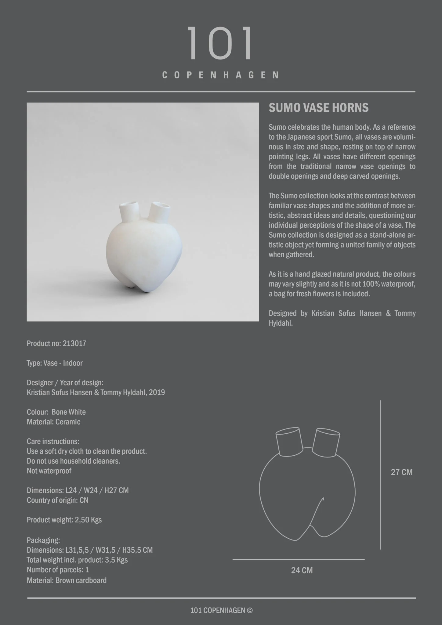 Sumo Vase, Horns - Bone White - Image 8