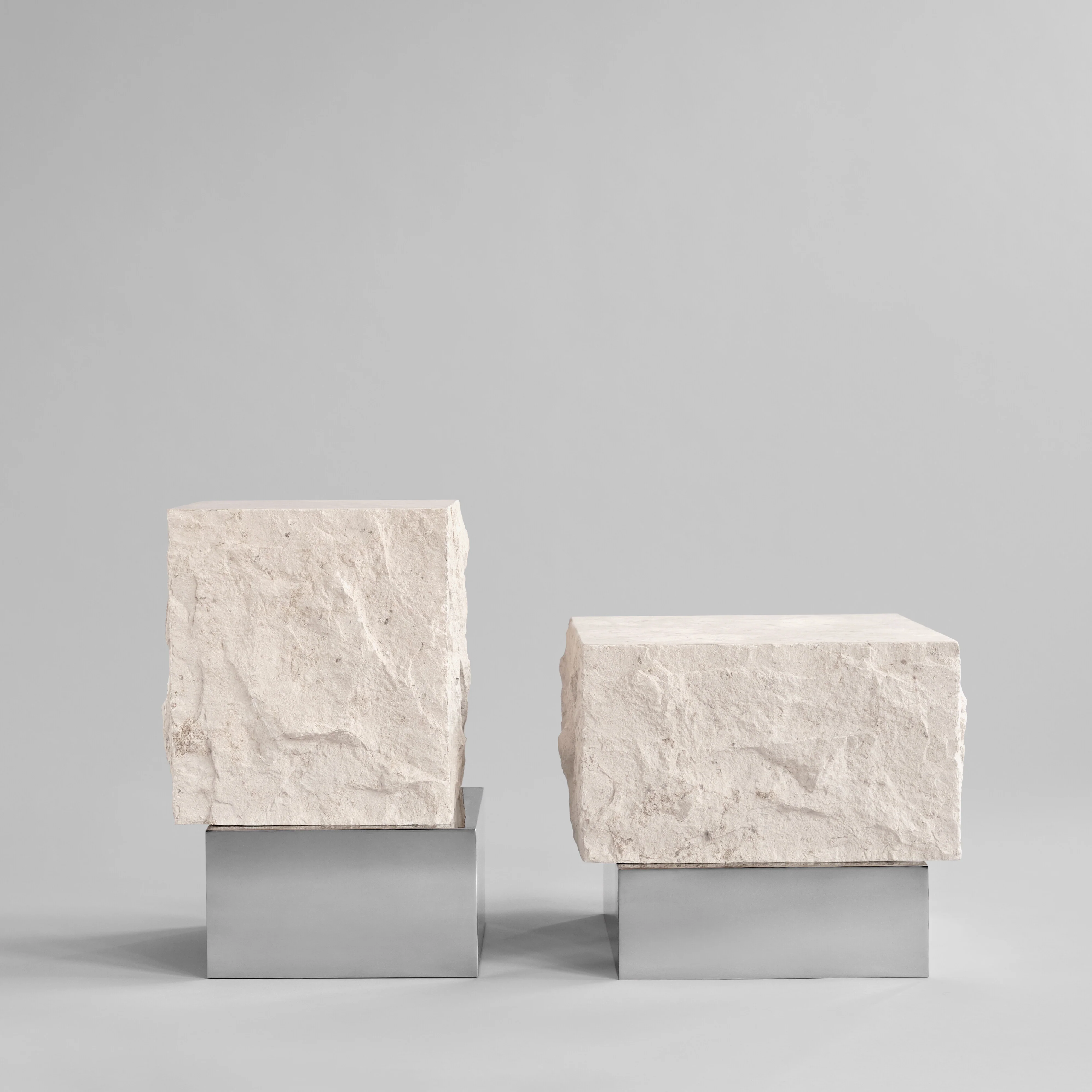 Temple Coffee Table, Tall - Chrome / Limestone - Image 6
