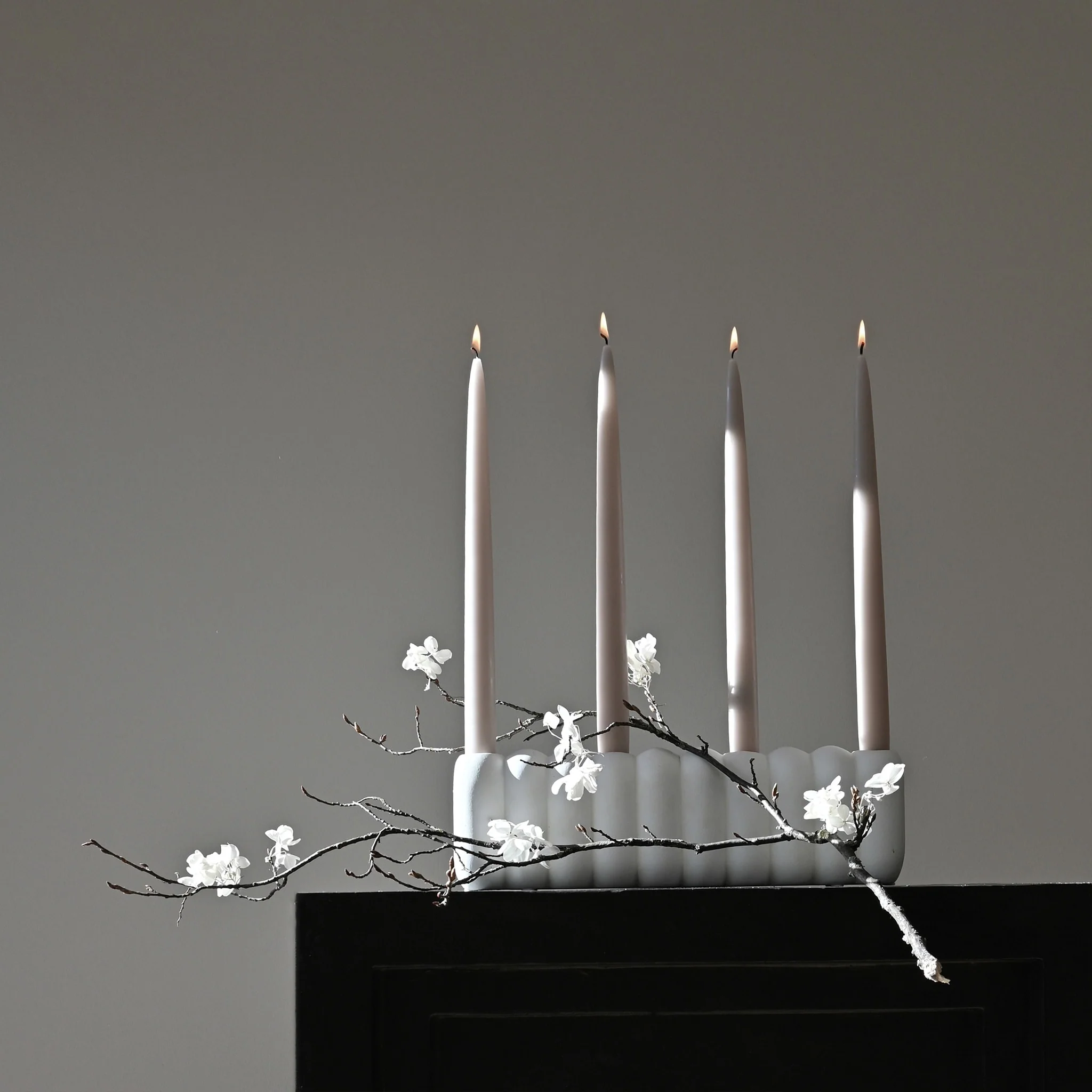 Tube Candle Holder, Big - Bone White