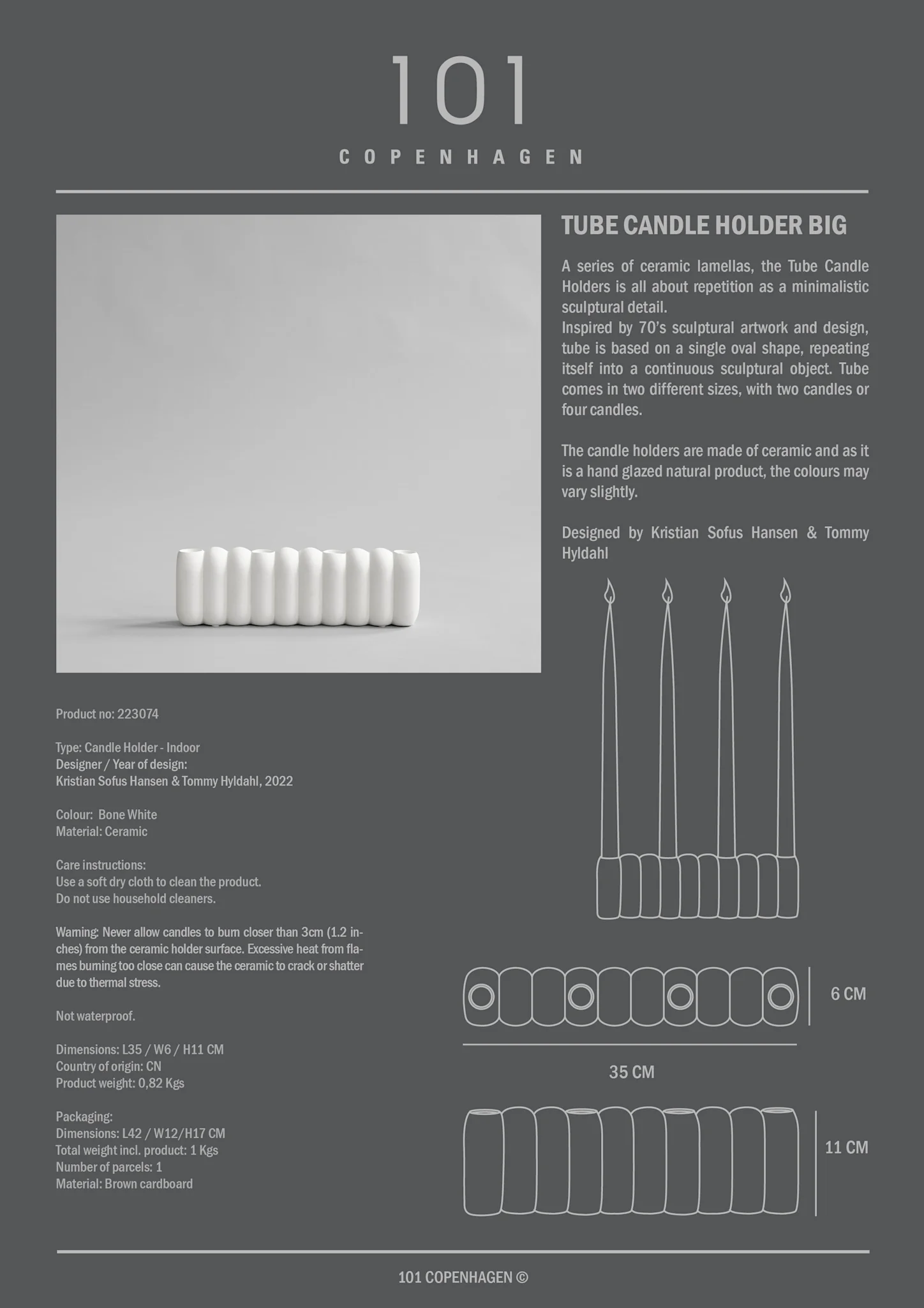 Tube Candle Holder, Big - Bone White - Image 7